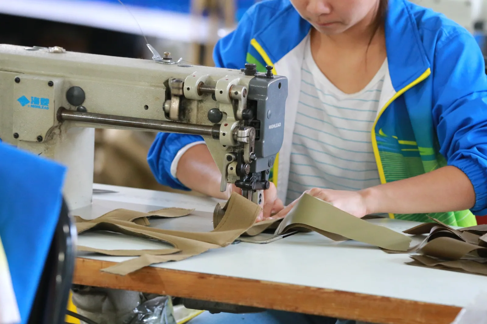 Cutting and sewing work area in the Baigou factory